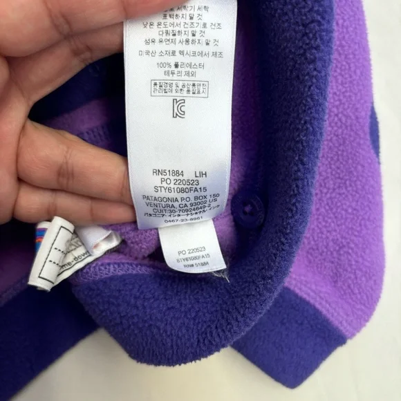 Patagonia Purple Fleece Elf Hood Jacket Elbow Patches Size 3T Baby Toddler - Picture 8 of 10